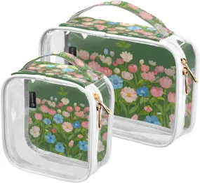 2 Pack clear toiletry bags for TSA approved waterproof travel makeup bags Mens shaving kit
