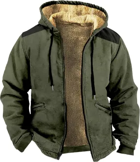 2024 Mens Jacket For Zip Up Prints Oversized Padded Fashion Thick Vintage Long Sleeve Winter Warm Hoodies Coats