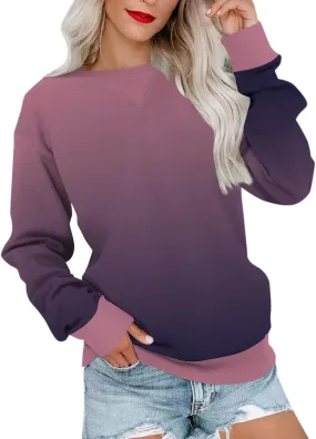 2024 Womens Oversized Graphic Crewneck Sweatshirt Long Sleeve Color Block Pullover Tops Casual Loose Shirt Fashion