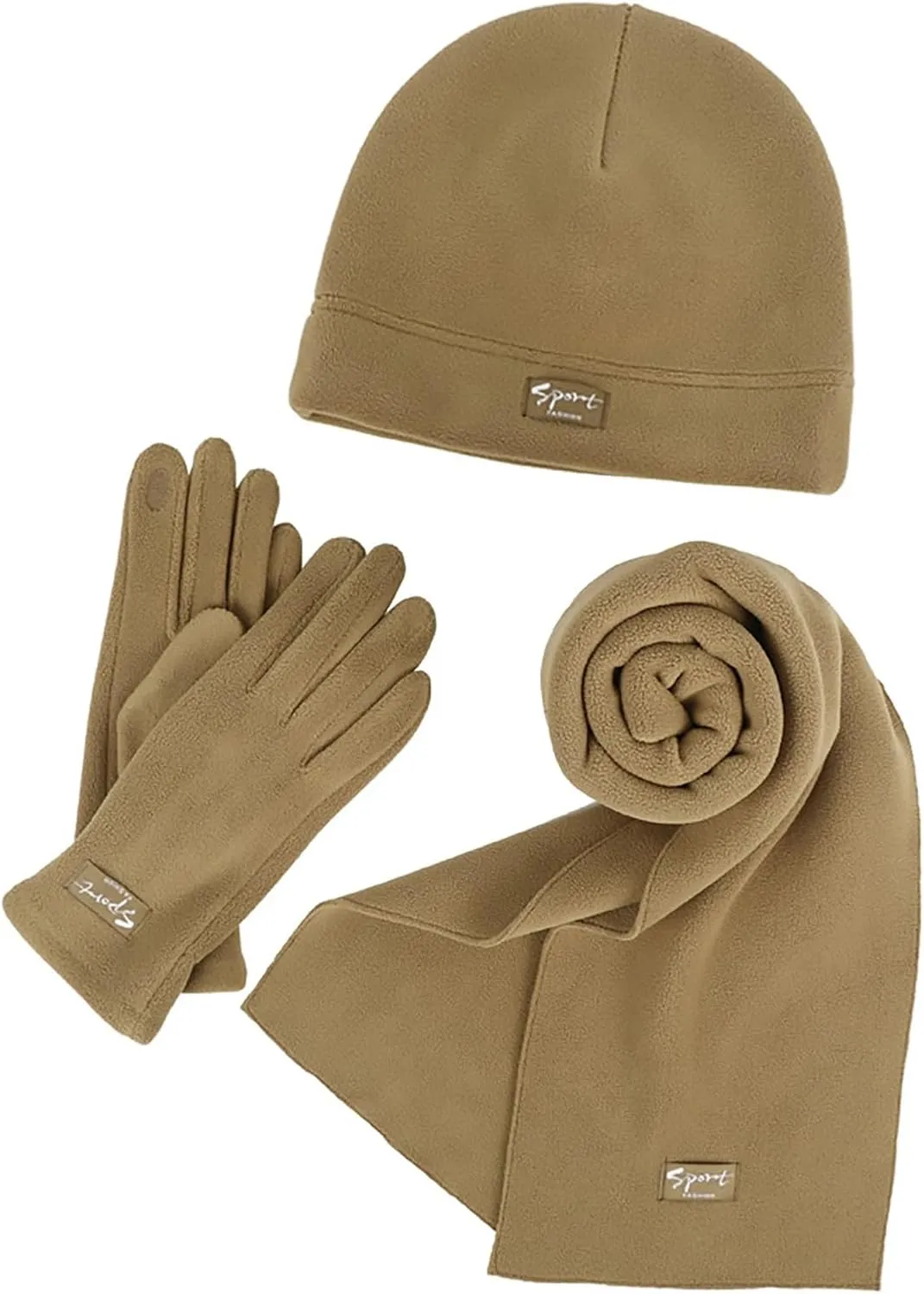 3 Pieces Mens Women Winter Warm Beanie Hat Scarf and Touchscreen Gloves Set,Warmer Thick Knit Skull Cap Neck Scarves
