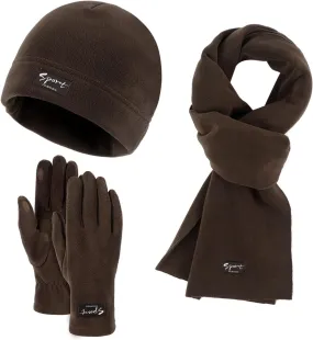 3 Pieces Mens Women Winter Warm Beanie Hat Scarf and Touchscreen Gloves Set,Warmer Thick Knit Skull Cap Neck Scarves