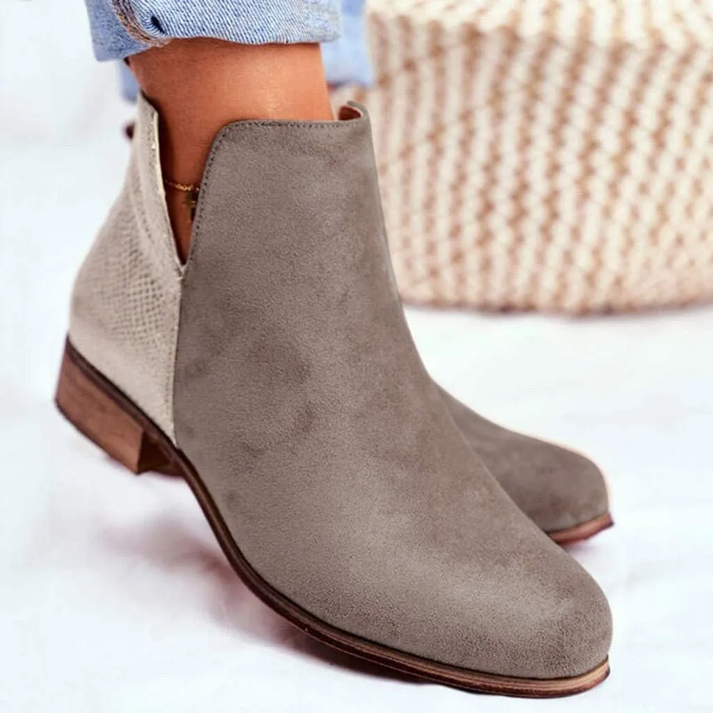 Ankle Booties for Women Low Heel,Ankle Boots Hiking Booties V Cut Ankle Heels Low Heel Block Chunky Shoes Zipper Boot