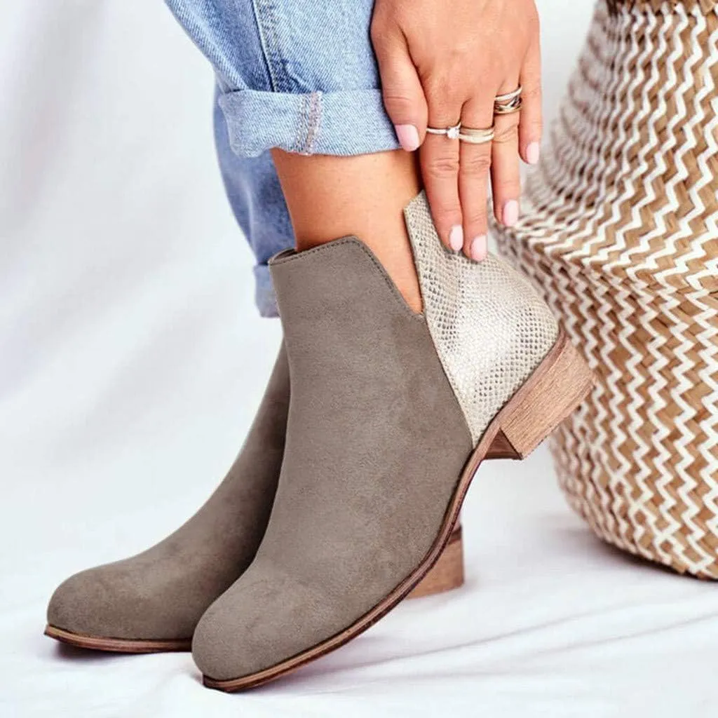 Ankle Booties for Women Low Heel,Ankle Boots Hiking Booties V Cut Ankle Heels Low Heel Block Chunky Shoes Zipper Boot