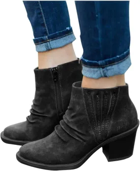Ankle Boots for Women Platform Boots Western Cowboy Boots Pointed Toe Fashion Retro Classic Low Heel Ankle Booties