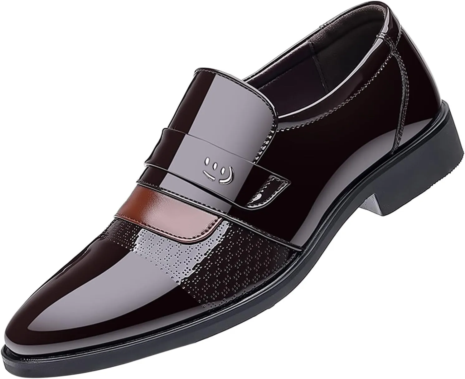 Black Oxfords Shoes for Men Casual Fashion Summer and Autumn Men Leather Shoes Low Heeled Pointed Toe Slip On Business Simple Solid Color Cap Toe Oxfords