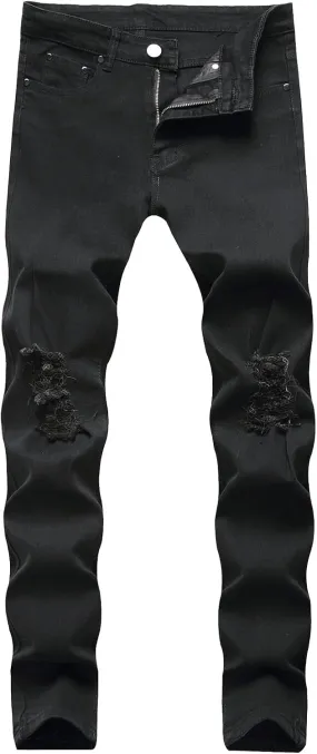 Black Skinny Jeans for Men Ripped Jeans Fit Jeans Baggy Flex Jeans Relaxed Long Denim Pants Streetwear