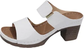 Block Heel Sandals for Women Heeled Two Strap Open Toe Low Chunky Heels Slip On Comfortable Womens Mid Ankle Sandal Casual Slippers Summer Backless Mules Slide Walking Shoes For Party Beach Vacation