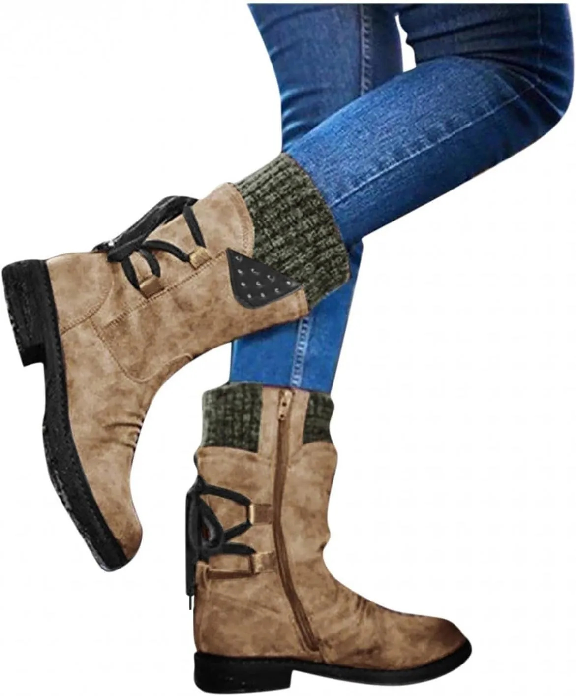 Booties for Women Winter Hiking Boots Keep Warm Anti-Slip Soft Sole Warm Fur Lined Winter Ankle Booties