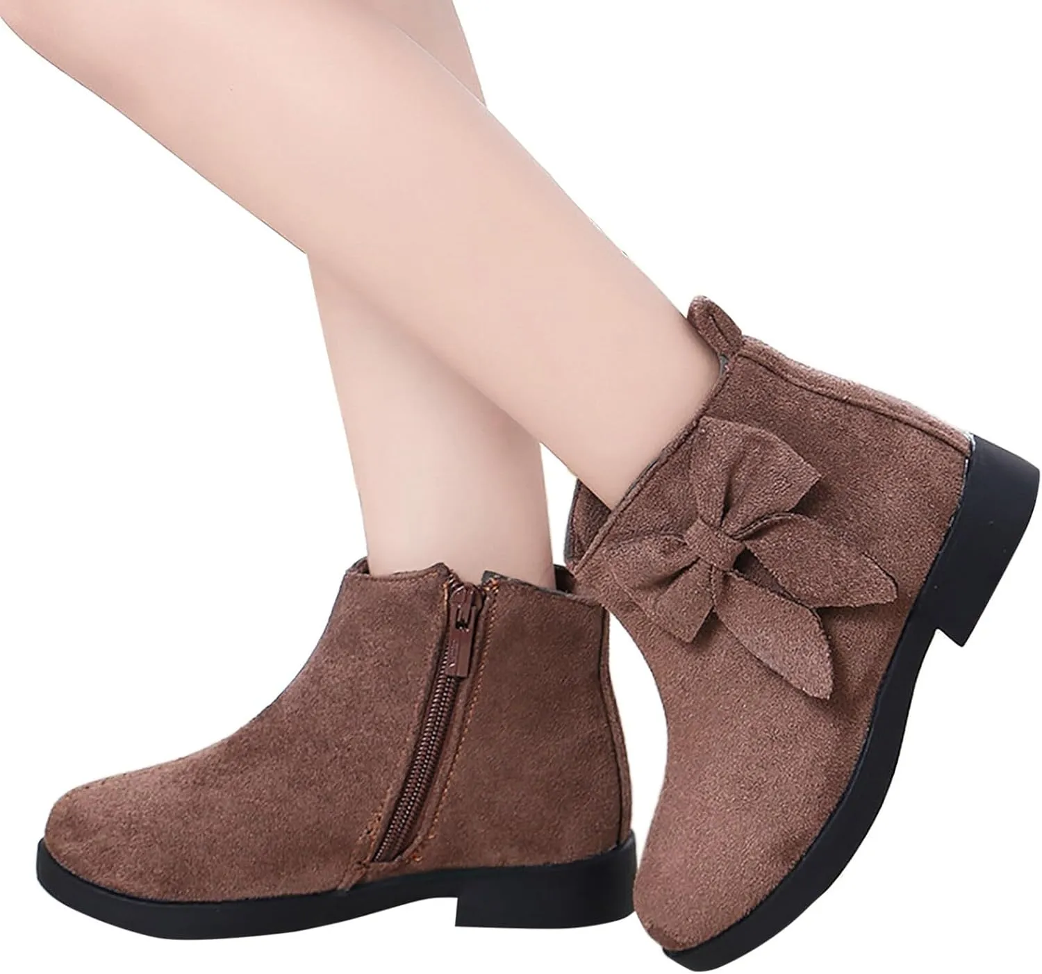 Boots for Girls Girl Non Slip Boots Kids Ankle Boots Warm Side Zipper Low Heel Short Booties Snow Outdoor Shoes