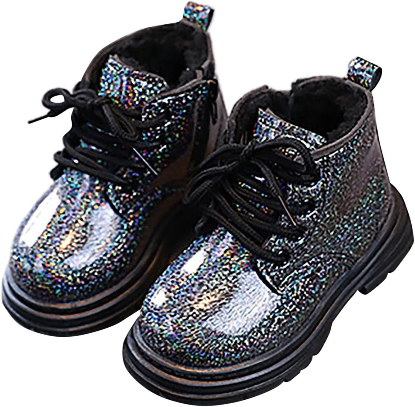 Boots for Girls Kids Girl Boots Bright Color Side Zipper Cute Ankle Kids Boots Snow Boots and Cashmere Warm Cotton Shoes