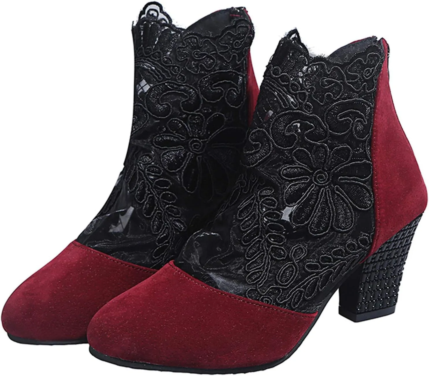 Boots for Women Low Heel Ankle Bootie Winter Lace up Low Stacked Block Heel Mid Calf Military Combat Boots 52