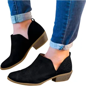 Boots for Women Low Heel Platform Ankle Boots Western Cowboy Boots Pointed Toe Fashion Retro Classic Ankle Booties
