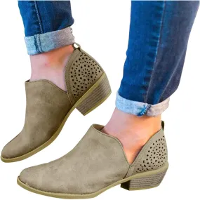 Boots for Women Platform Ankle Boots Western Cowboy Boots Pointed Toe Fashion Retro Classic Low Heel Ankle Booties