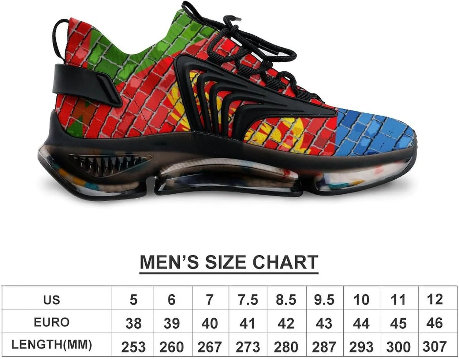 Brick Wall Eritrea Flag Men's Running Shoes Lightweight Walking Shoe Breathable Sneaker