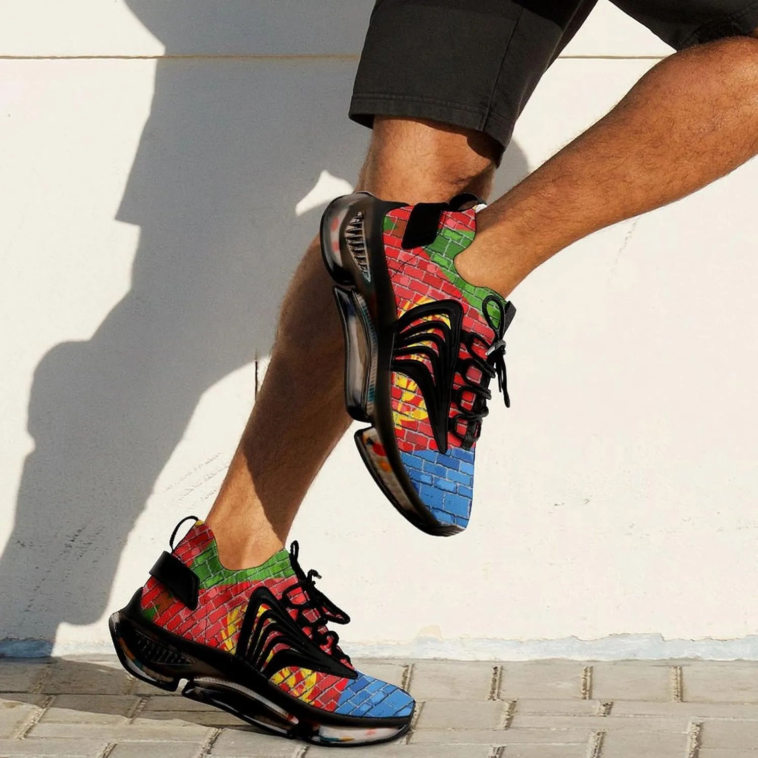 Brick Wall Eritrea Flag Men's Running Shoes Lightweight Walking Shoe Breathable Sneaker