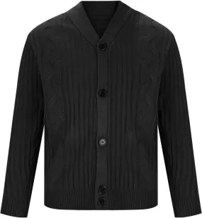 Cable Knit Sweater Men Open Front Cardigan Button Down Sweater V Neck Cardigan Sweaters Fall Winter Sweaters