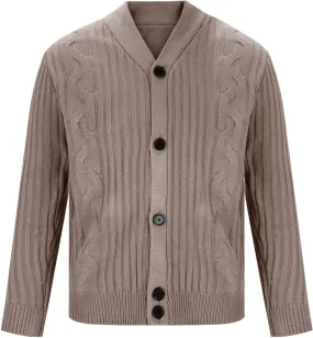 Cable Knit Sweater Men Open Front Cardigan Button Down Sweater V Neck Cardigan Sweaters Fall Winter Sweaters