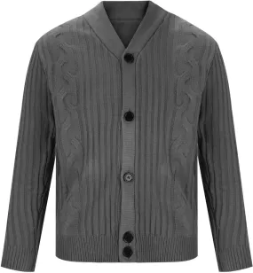 Cable Knit Sweater Men Open Front Cardigan Button Down Sweater V Neck Cardigan Sweaters Fall Winter Sweaters