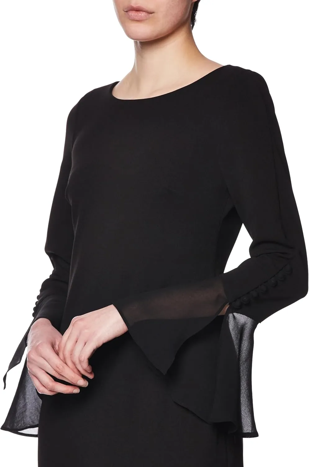 Calvin Klein Women's Chiffon Bell Sleeve Sheath Dress