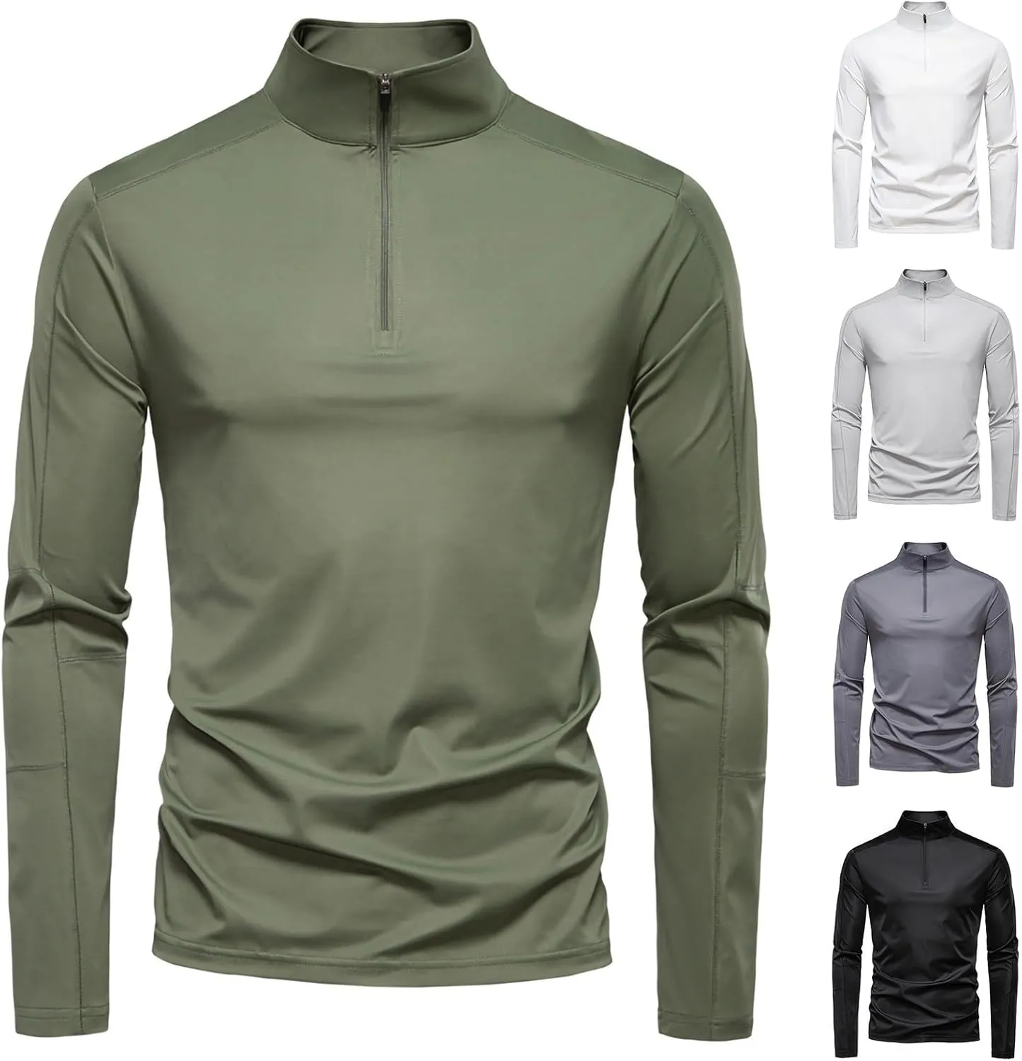 Cambkatl Men's Half Zip Sun Protection Shirts, Stand Collar Pullover Long Sleeve Outdoor Summer Sunscreen Fishing Shirt