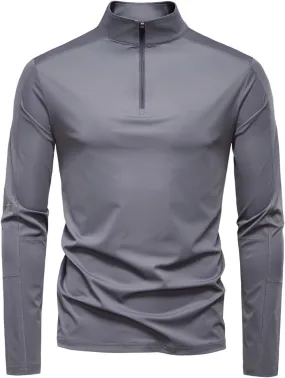 Cambkatl Men's Half Zip Sun Protection Shirts, Stand Collar Pullover Long Sleeve Outdoor Summer Sunscreen Fishing Shirt