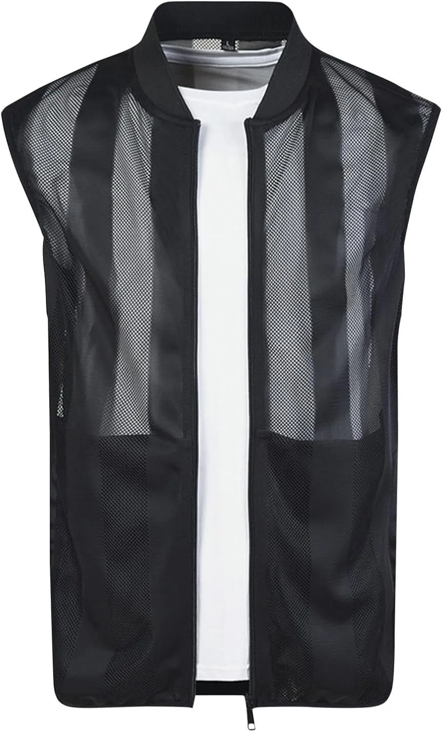 Cambkatl Men's Summer Mesh See Through Zip Vest Casual Lightweight Breathable Fishing Cycling Travel Sleeveless Jackets