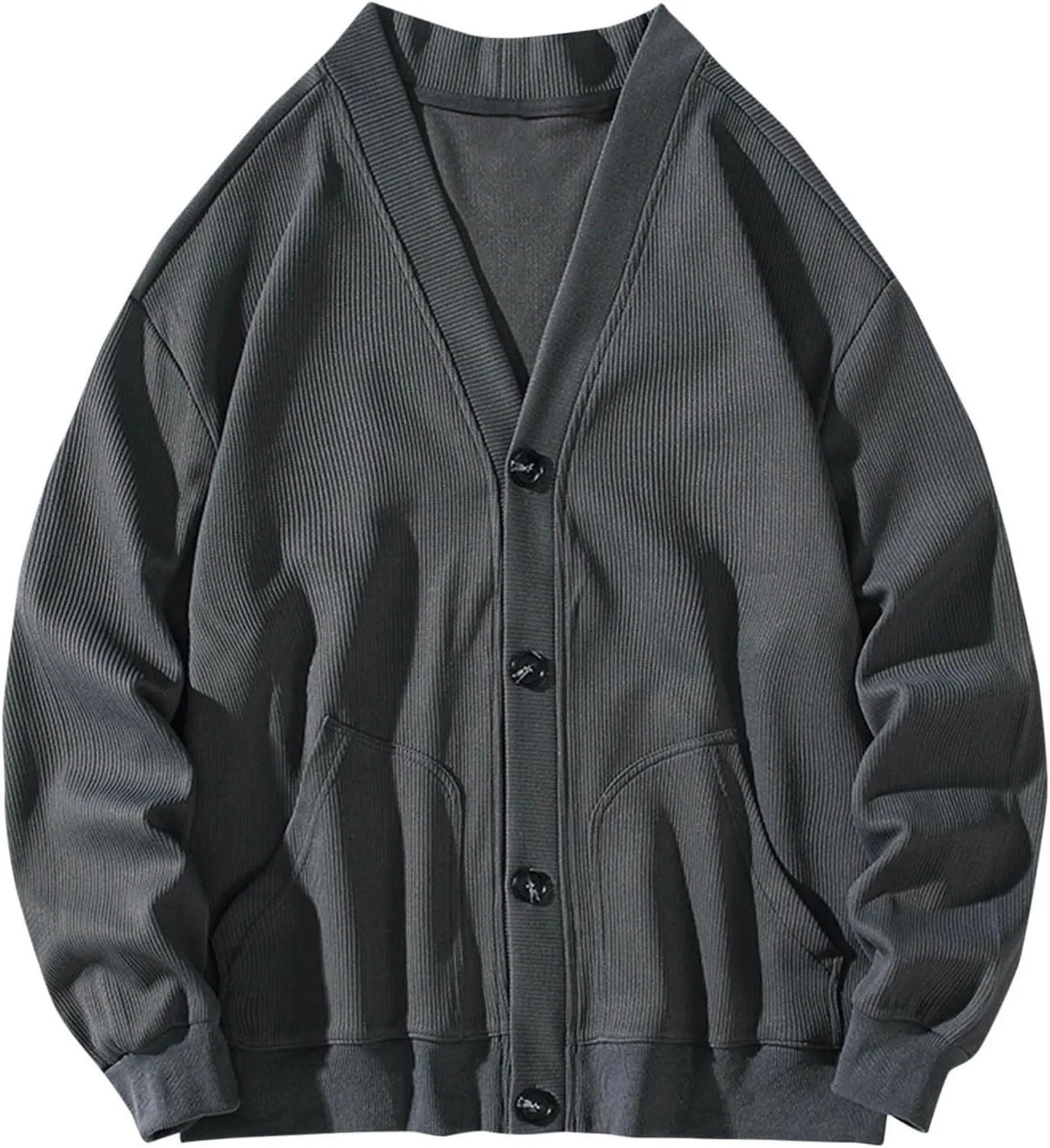 Cardigan Sweaters for Men Winter Button Down Sweaters Lightweight Open Front Cardigan V Neck Knit Sweater with Pockets