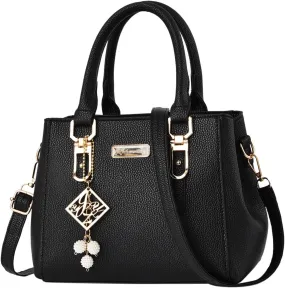 Casual Leather Messenger Bag Large Capacity Handbag Fashion Womens Bags over The Shoulder Bags for (Black, One Size)