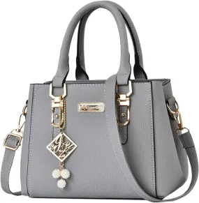 Casual Leather Messenger Bag Large Capacity Handbag Fashion Womens Bags over The Shoulder Bags for (Grey, One Size)
