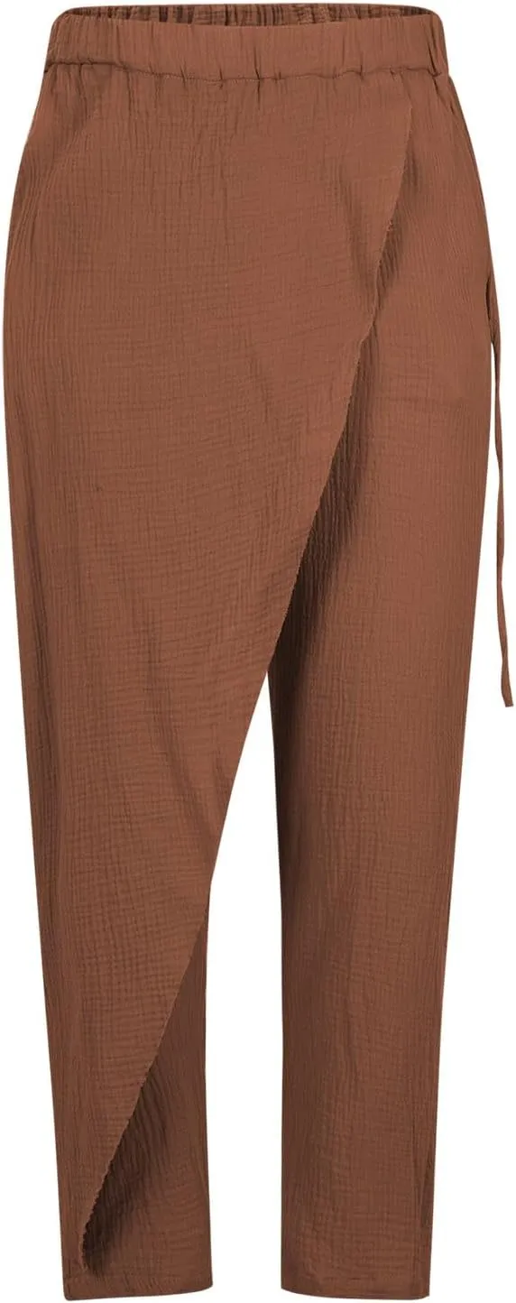 Cotton Linen Pants Mens Loose Casual Straight Legs Beach Yoga Pants Comfy Soft Trousers with Elastic Waist Drawstring