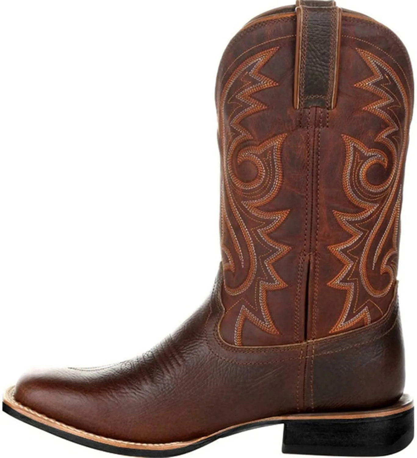 Cowboy Boots for Men,Square Toe Embroidery Work Boots Leather Lightweight Country Western Boots for Men