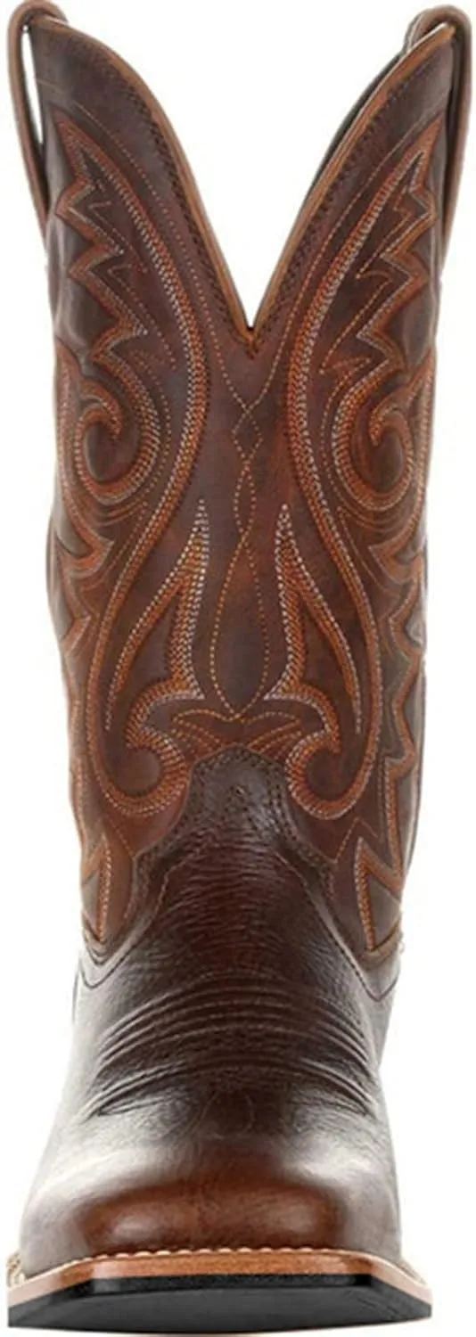 Cowboy Boots for Men,Square Toe Embroidery Work Boots Leather Lightweight Country Western Boots for Men