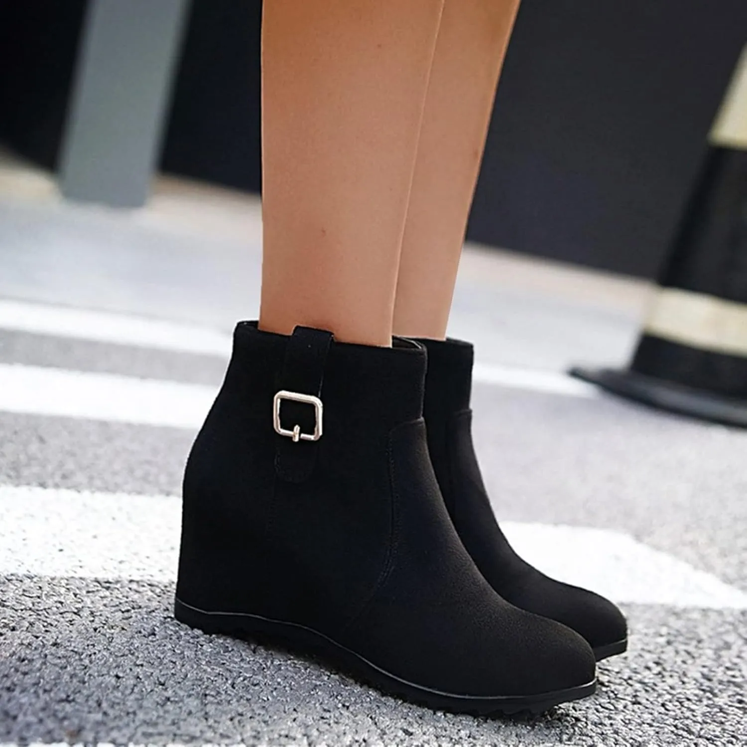 Cowgirl Boots Women Dressy High Heel Short Ankle Booties Peep Toe Platform Boots Slip On Cowgirl Combat Boots 52