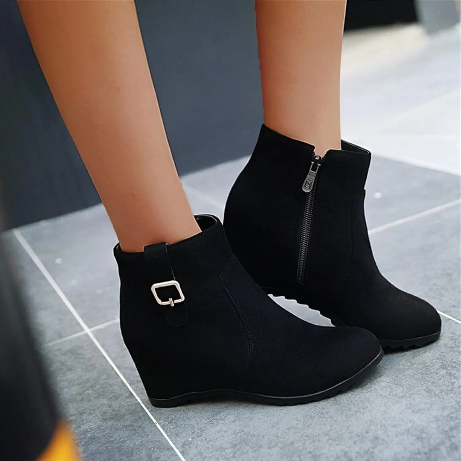 Cowgirl Boots Women Dressy High Heel Short Ankle Booties Peep Toe Platform Boots Slip On Cowgirl Combat Boots 52