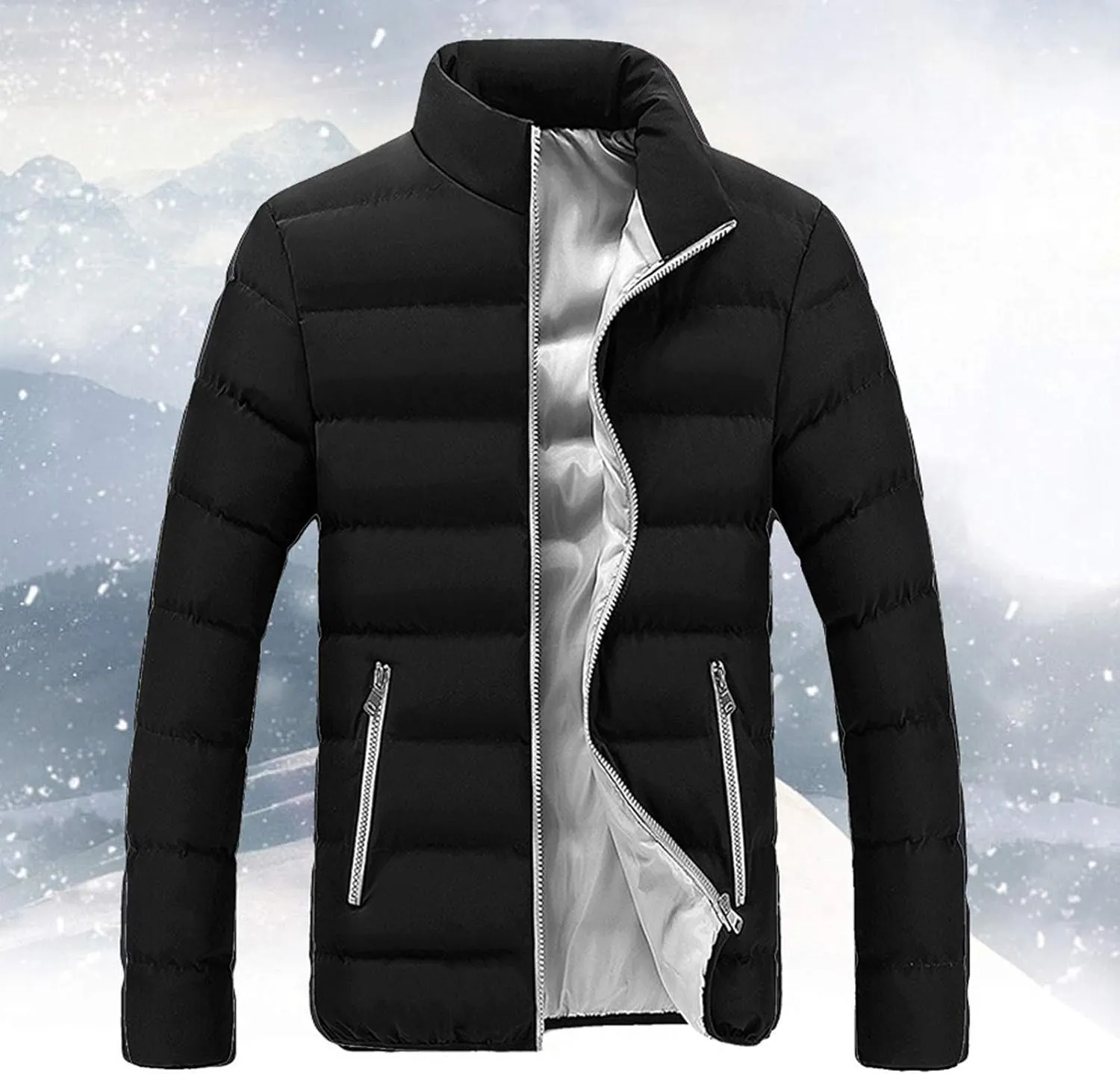 Dgoopd Quilted Jackets for Men Lightweight Down Puffer Jacket Packable Winter Warm Zip up Coat Outdoor Warm Padded Jacket