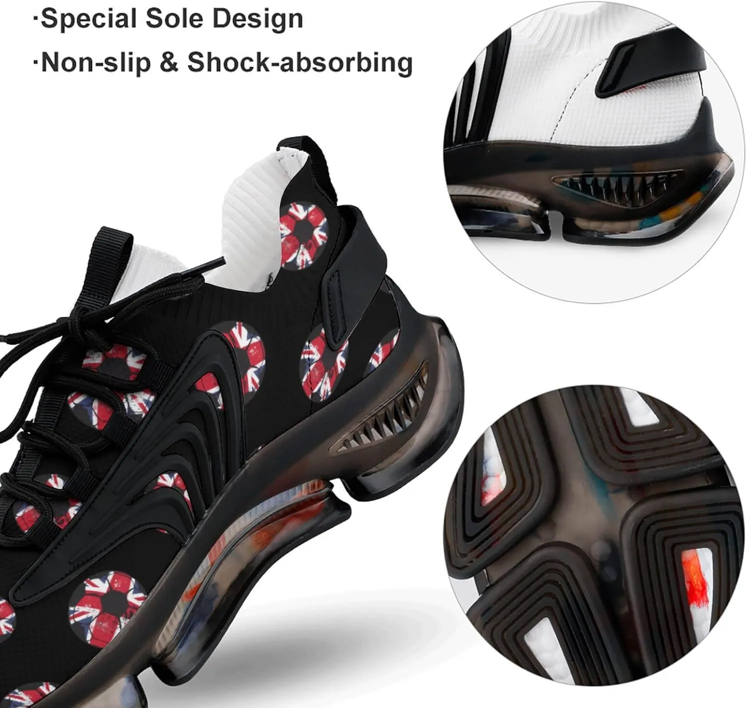 English Flag Soccer Football Men's Running Shoes Lightweight Walking Shoe Breathable Sneaker