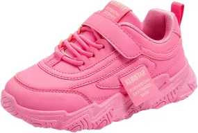 Fashion Teen Girls All Seasons Sports Shoes Girls Solid Flat Thick Sole Non-Slip Hook (Hot Pink, 11.5 Little Child)
