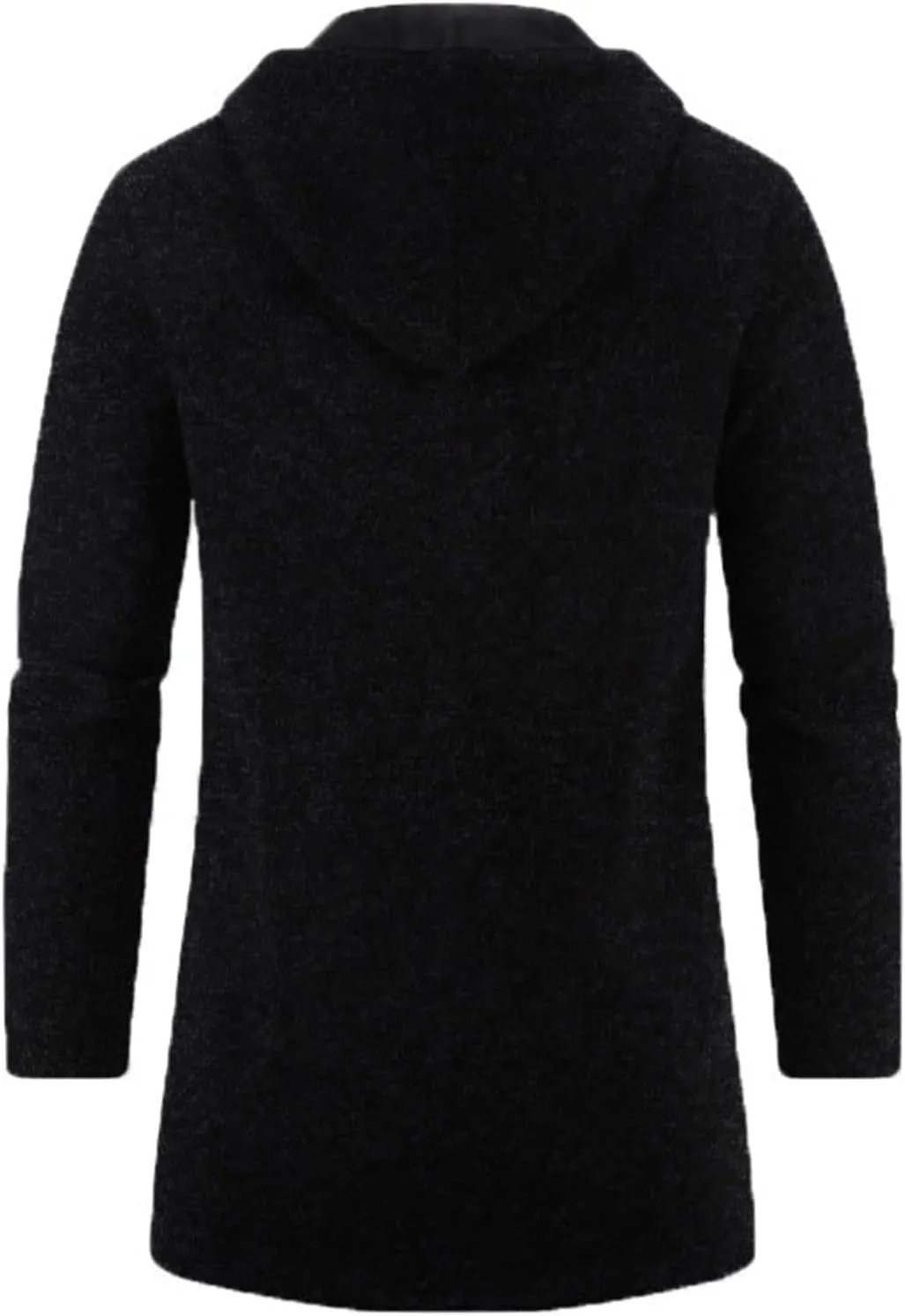 Fleece Hoodies for Men Knit Cardigan Long Jacket Long Sleeve Drawstring Overcoat Fashion Warm Coat with Zipper Pockets