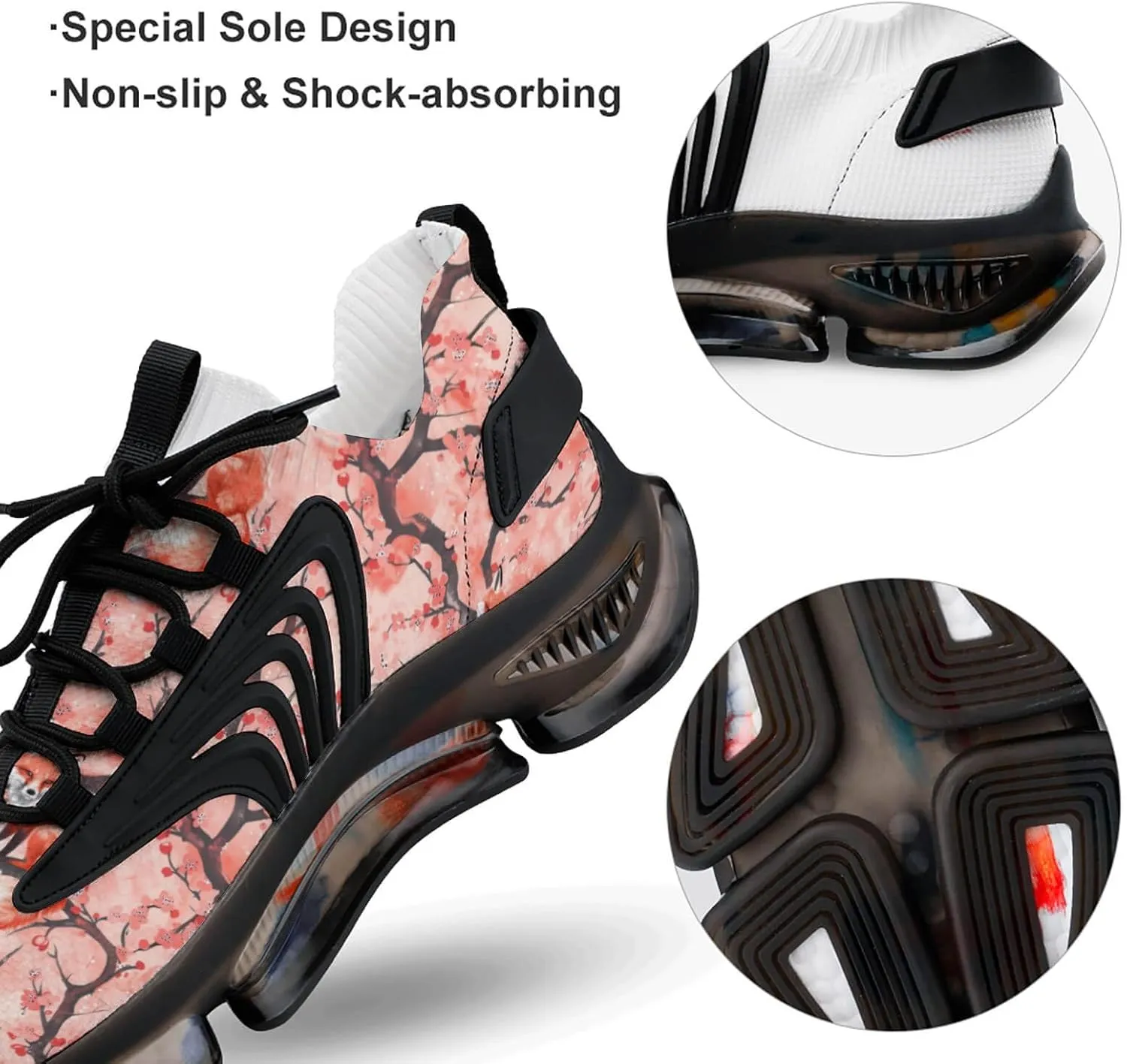 Fox Cherry Flowers Blossoming Men's Running Shoes Lightweight Walking Shoe Breathable Sneaker
