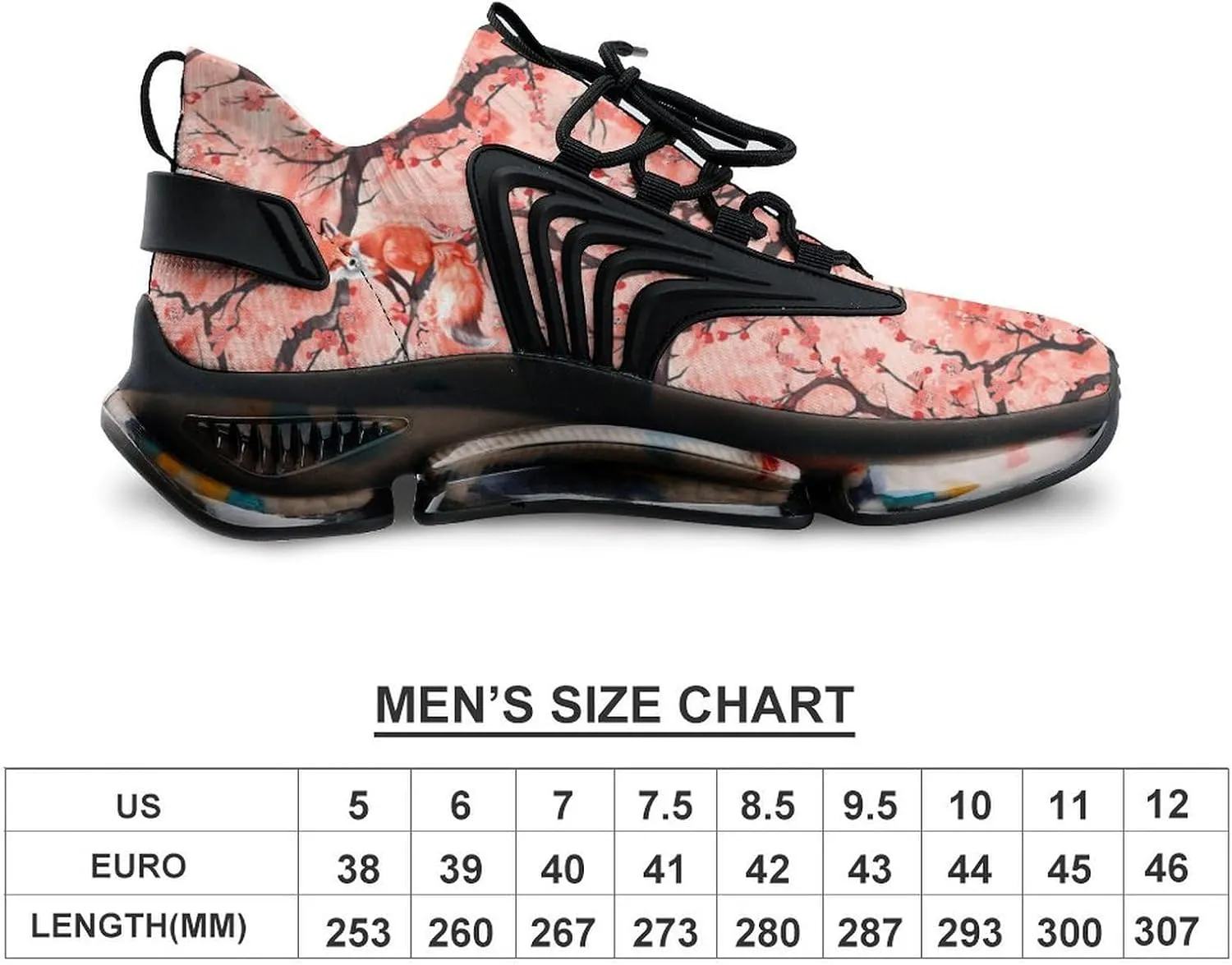 Fox Cherry Flowers Blossoming Men's Running Shoes Lightweight Walking Shoe Breathable Sneaker