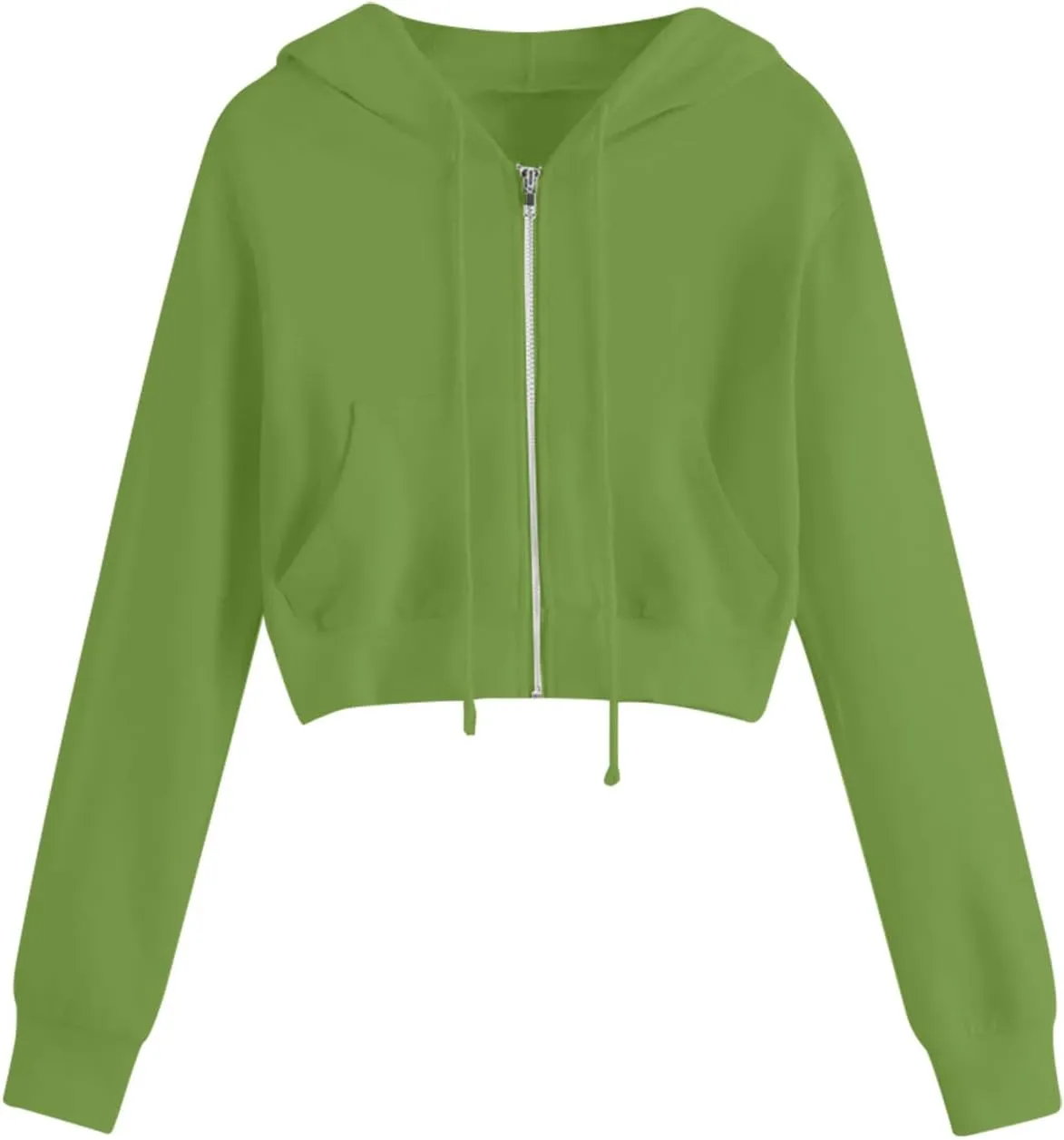 Full Zip Up Hoodie Women Lightweight Long Sleeve Crop Tops Womens Cute Cropped Hoodies Fall Sweatshirt