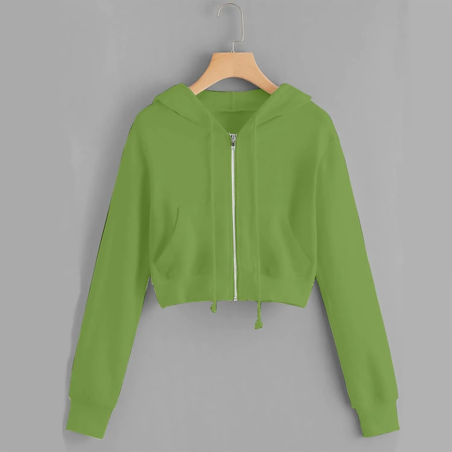 Full Zip Up Hoodie Women Lightweight Long Sleeve Crop Tops Womens Cute Cropped Hoodies Fall Sweatshirt