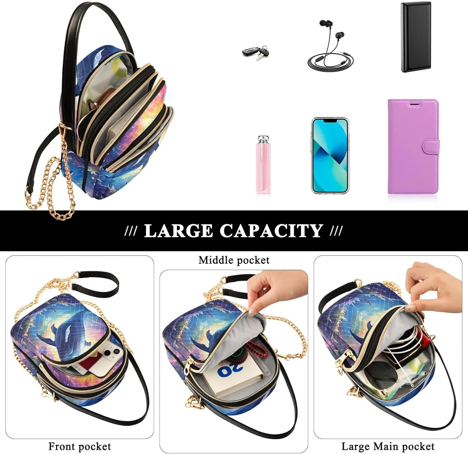 GAIGEO Food Items Shoulder Handbag, Small Shoulder Handbag, Shoulder Bags for Women Trendy