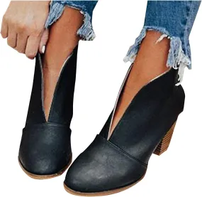 Gibobby Ankle Booties for Women Low Heel Dressy Fashion Pointed Toe Faux Stacked Chunky Heels Side Zipper Booties Shoes