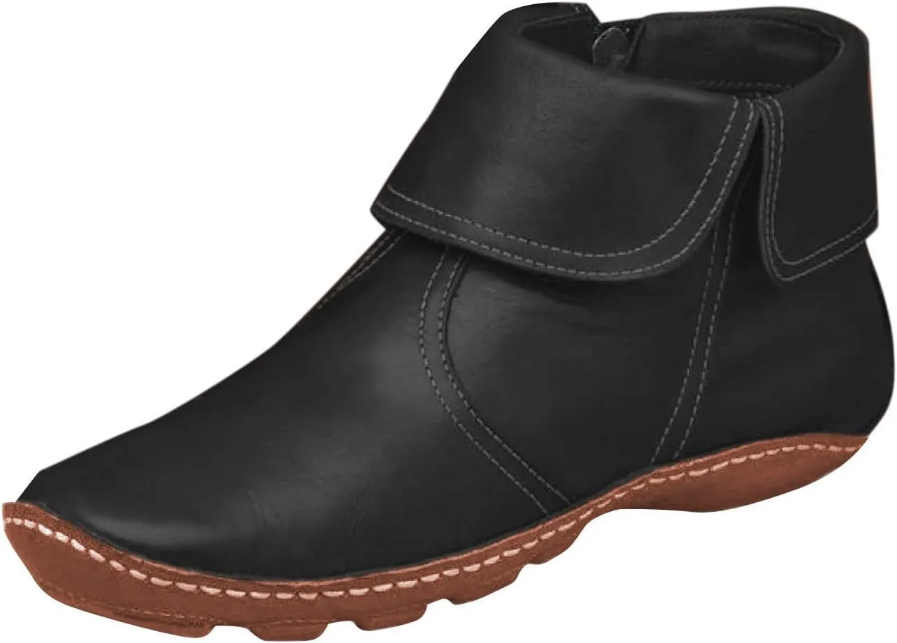 Gibobby Booties for Women Low Heel,Arch Support Boots Casual Flat Platform Short Ankle Booties Everyday Boots for Ladies
