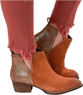 Gibobby Booties for Women Womens Ankle Boots Pointed Toe Faux Stacked Chunky Heels V Cut Side Zipper Booties