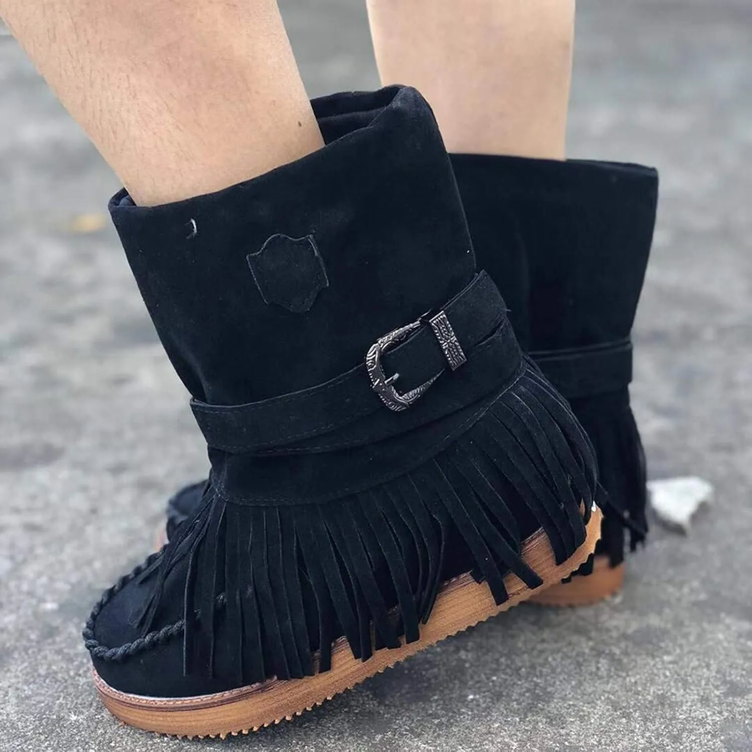 Gibobby Boots for Women Women High Heel Platform Boots Retro Ankle Boots Squared Toe Breathable Zip Up Boots 52