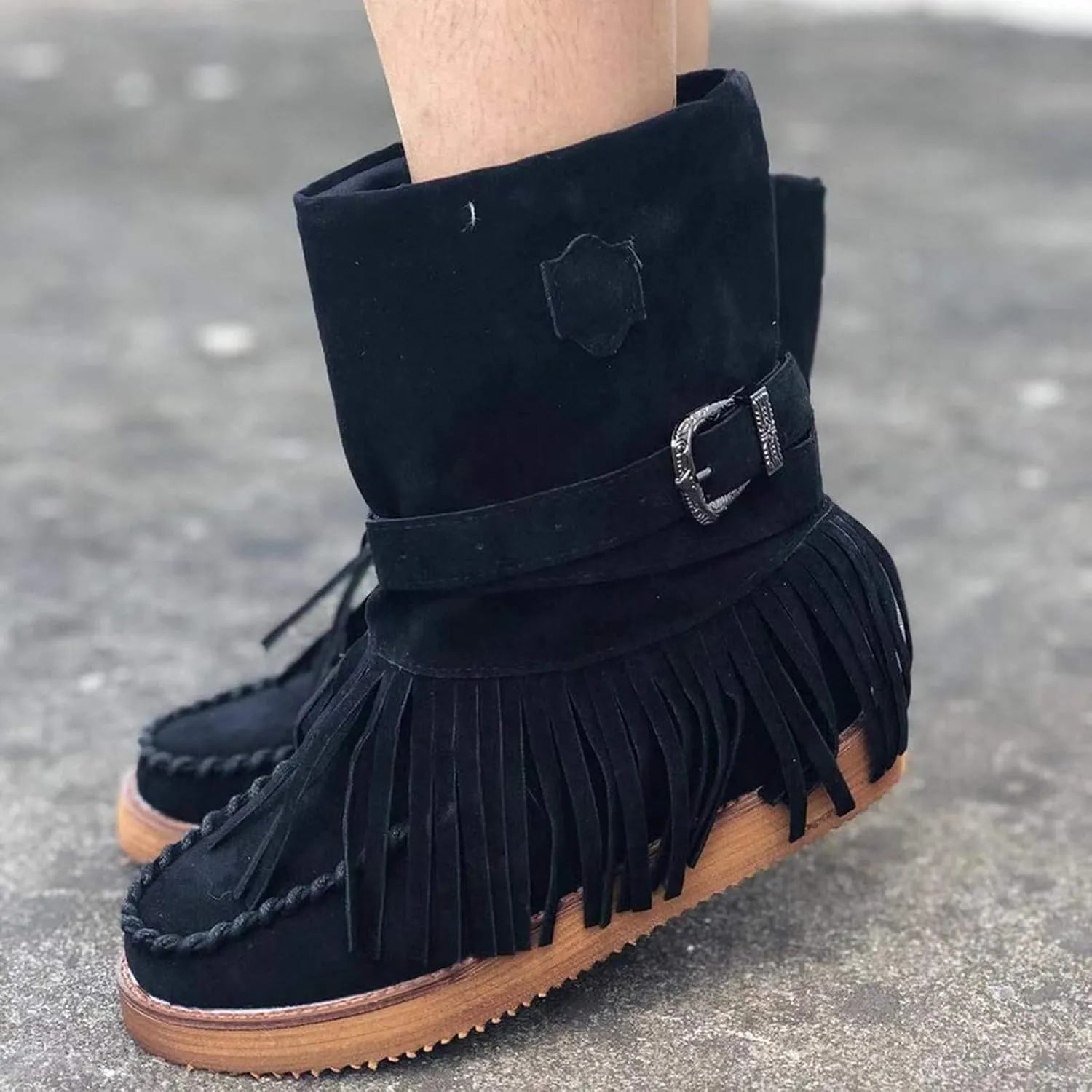 Gibobby Boots for Women Women High Heel Platform Boots Retro Ankle Boots Squared Toe Breathable Zip Up Boots 52