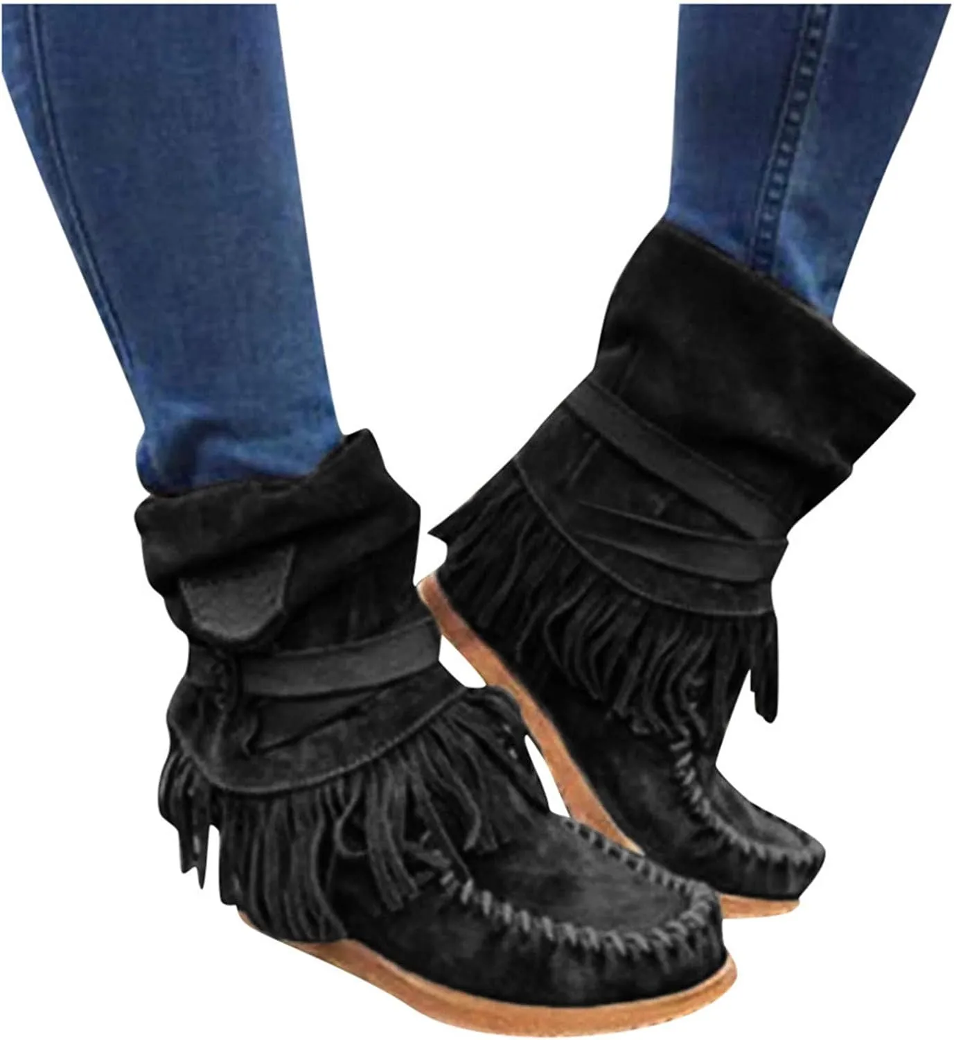 Gibobby Boots for Women Women High Heel Platform Boots Retro Ankle Boots Squared Toe Breathable Zip Up Boots 52