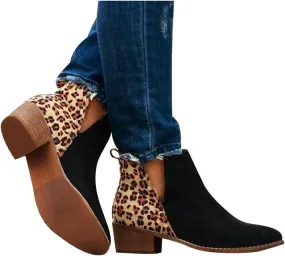 Gibobby Boots for Women Womens Ankle Boots Pointed Toe Faux Stacked Chunky Heels Tassels Side Zipper Booties